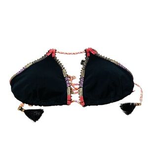 Victoria's Secret Women's Black Embellished Bikini Top